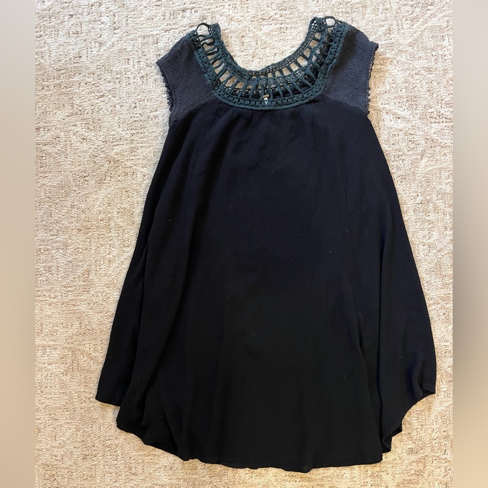 Free People Black Short Sleeve Dress